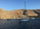 Day 2- the sun is setting in Symi, but Meltemi is still strong